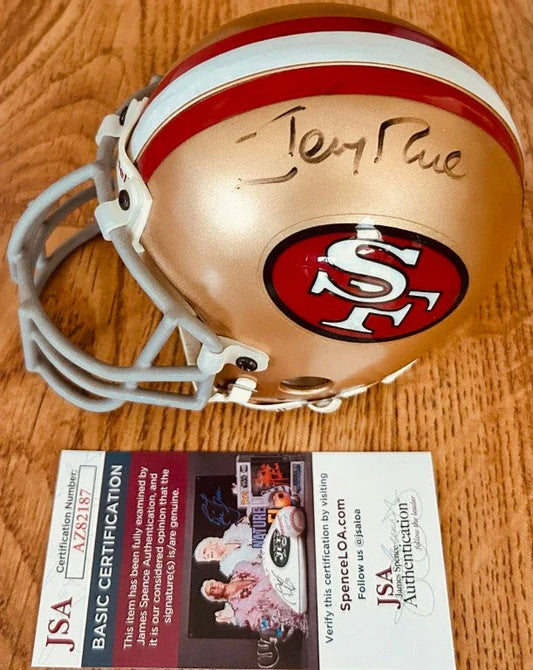 Jerry Rice autographed San Francisco 49ers mini helmet steel facemask JSA - AutographsForSale.com