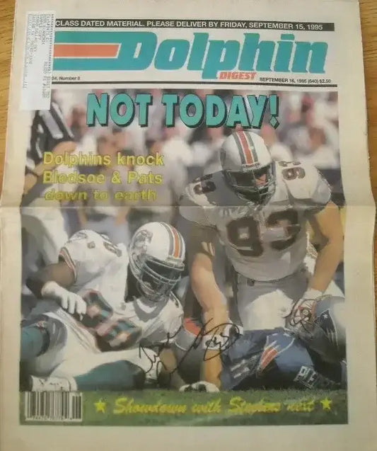 Trace Armstrong signed 1995 Dolphin Digest newspaper cover - AutographsForSale.com