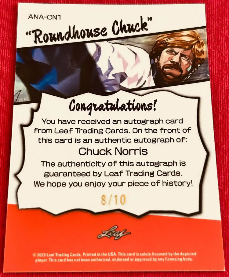 Roundhouse Chuck Norris certified signed 2023 Leaf Anime Nation card 8/10 - AutographsForSale.com