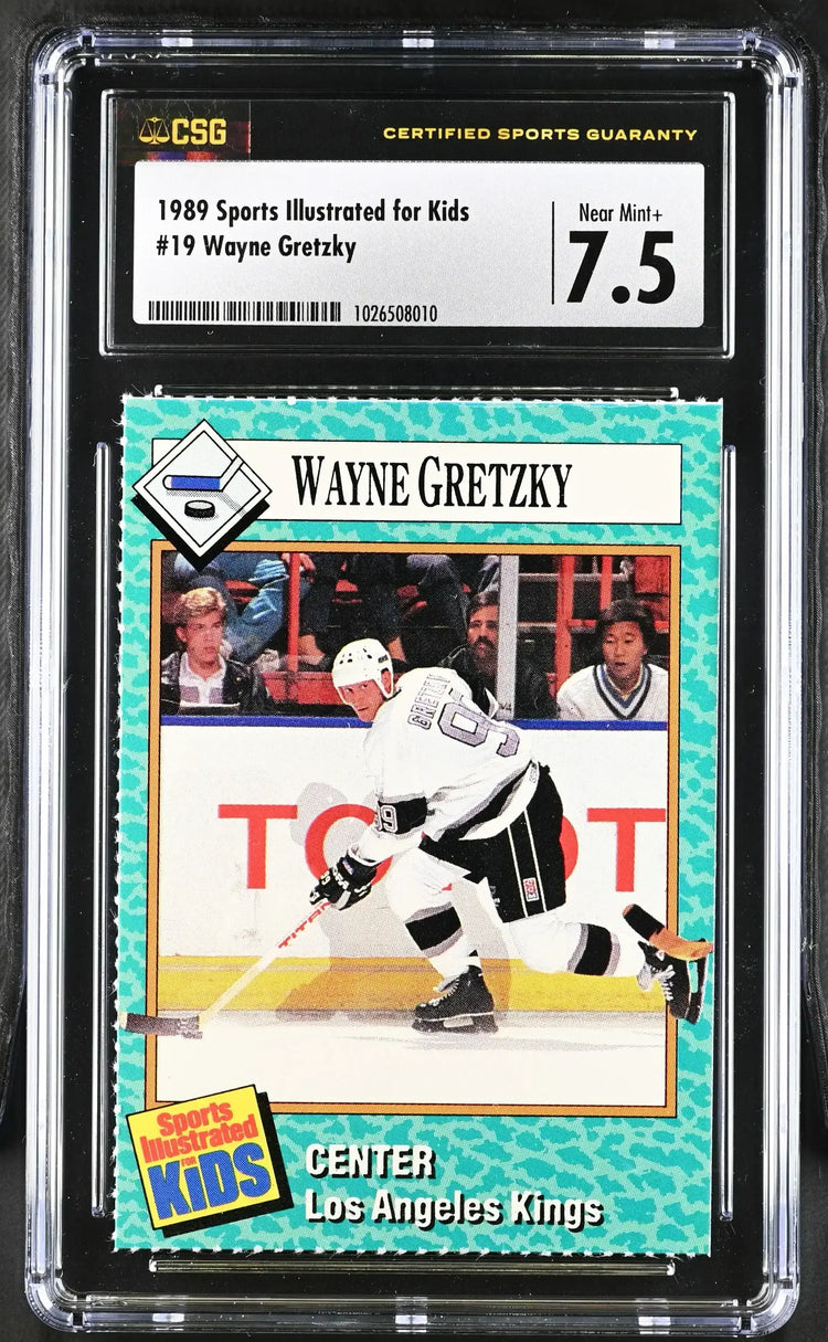 Wayne Gretzky Los Angeles Kings 1989 Sports Illustrated for Kids card CSG graded 7.5 - AutographsForSale.com