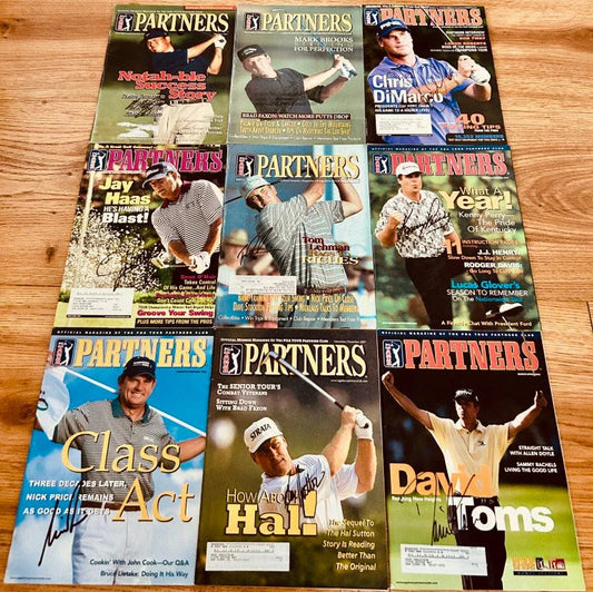 9 signed PGA Tour golf magazines Mark Brooks Tom Lehman Nick Price Hal Sutton David Toms - AutographsForSale.com