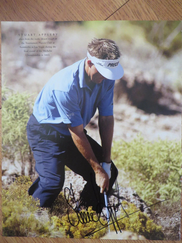 Stuart Appleby autographed 10x12 golf book photo - AutographsForSale.com
