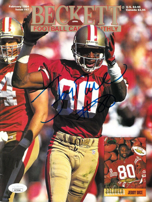 Jerry Rice autographed San Francisco 49ers 1994 Beckett Football magazine JSA - AutographsForSale.com