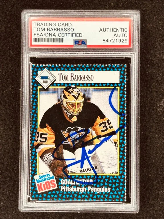 Tom Barrasso signed Penguins 1992 SI for Kids card PSA/DNA slab - AutographsForSale.com