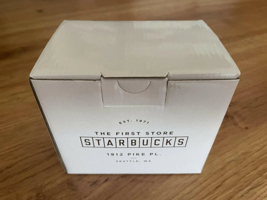 Starbucks First Store Pike Place Seattle brown 12 oz coffee mug NEW - AutographsForSale.com