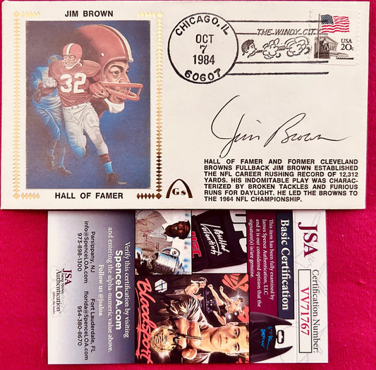 Jim Brown signed Cleveland Browns 1984 Gateway cachet JSA - AutographsForSale.com