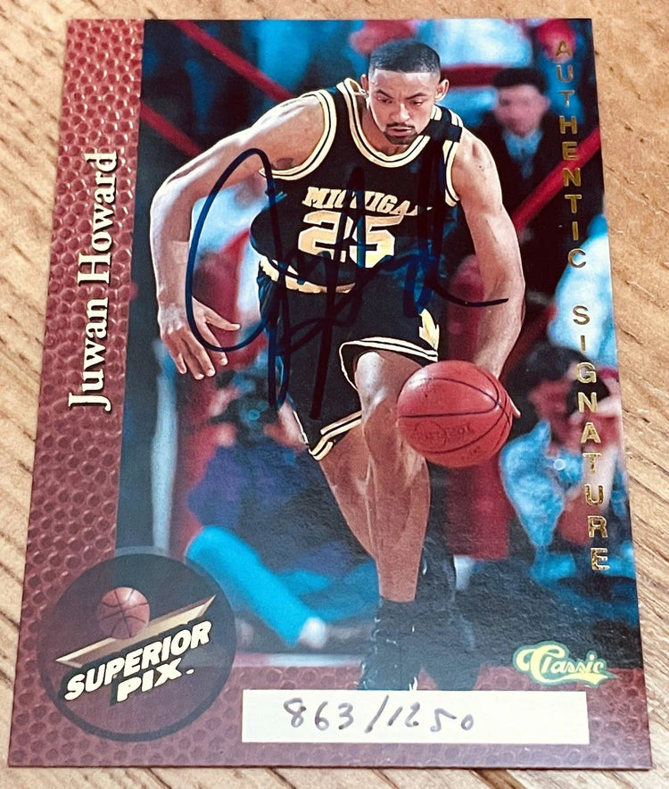 Juwan Howard certified autograph Michigan Wolverines 1995 Superior Pix card - AutographsForSale.com