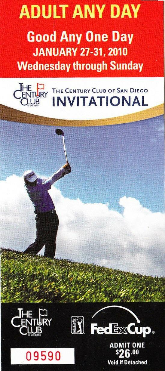 2010 Century Club Invitational Torrey Pines golf ticket Ben Crane Wins - AutographsForSale.com