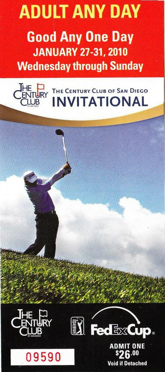 2010 Century Club Invitational Torrey Pines golf ticket Ben Crane Wins - AutographsForSale.com