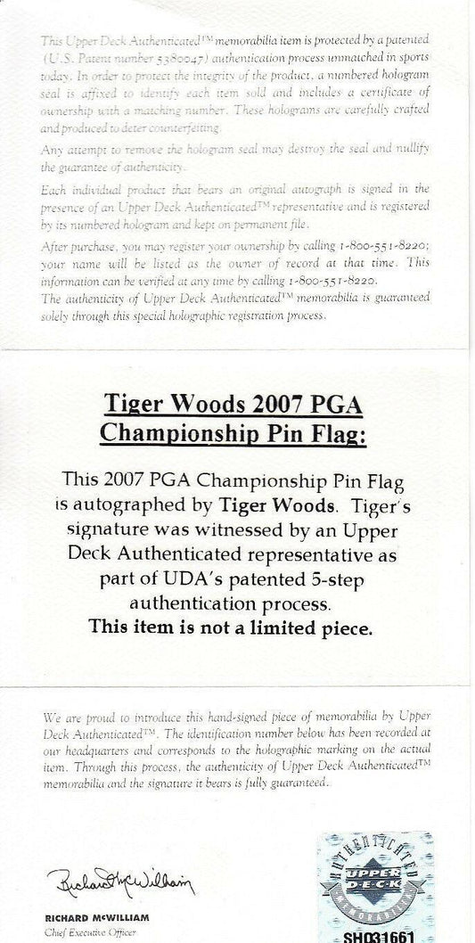 Tiger Woods signed 2007 PGA Championship UDA golf flag framed - AutographsForSale.com