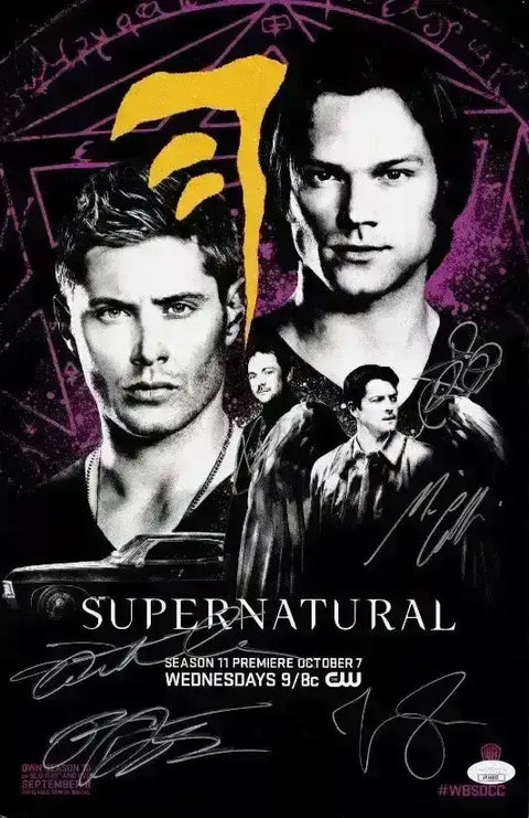 Supernatural cast signed 2015 SDCC poster Jensen Ackles Jared Padalecki JSA - AutographsForSale.com
