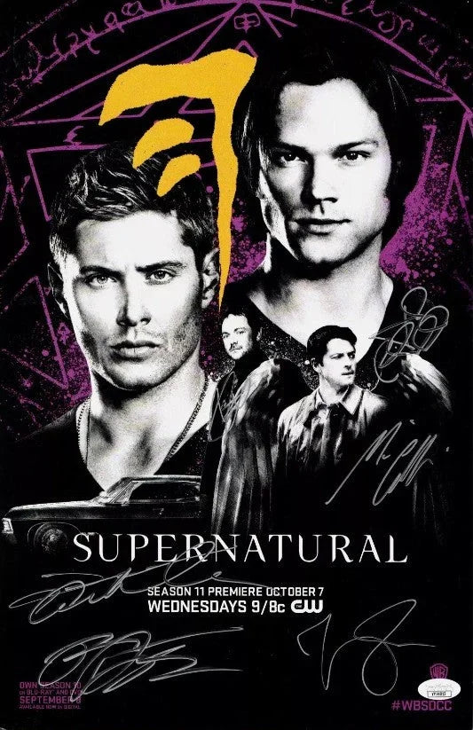 Supernatural cast signed 2015 SDCC poster Jensen Ackles Jared Padalecki JSA - AutographsForSale.com