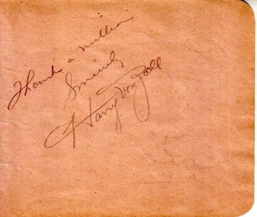Harry von Zell autographed autograph album or book page - AutographsForSale.com
