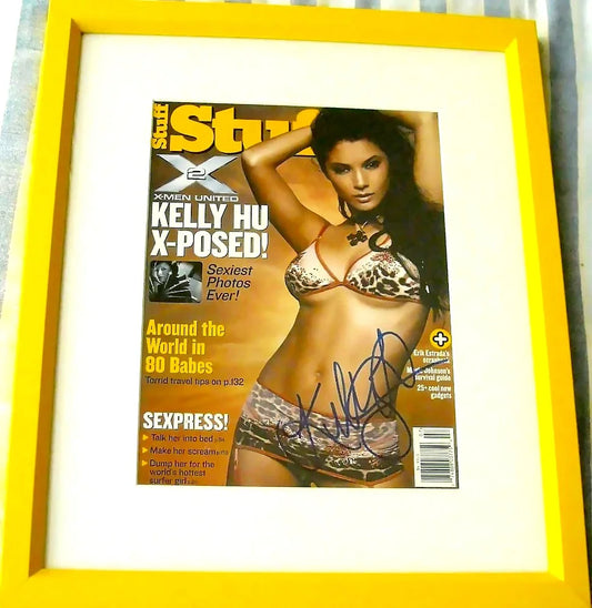 Kelly Hu autographed sexy 2003 Stuff cover framed JSA X-Men - AutographsForSale.com
