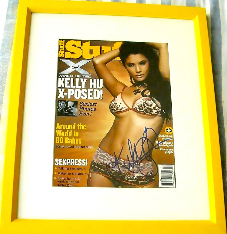 Kelly Hu autographed sexy 2003 Stuff cover framed JSA X-Men - AutographsForSale.com