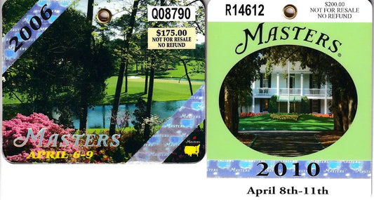 2006 & 2010 Masters golf badges Phil Mickelson wins green jacket - AutographsForSale.com