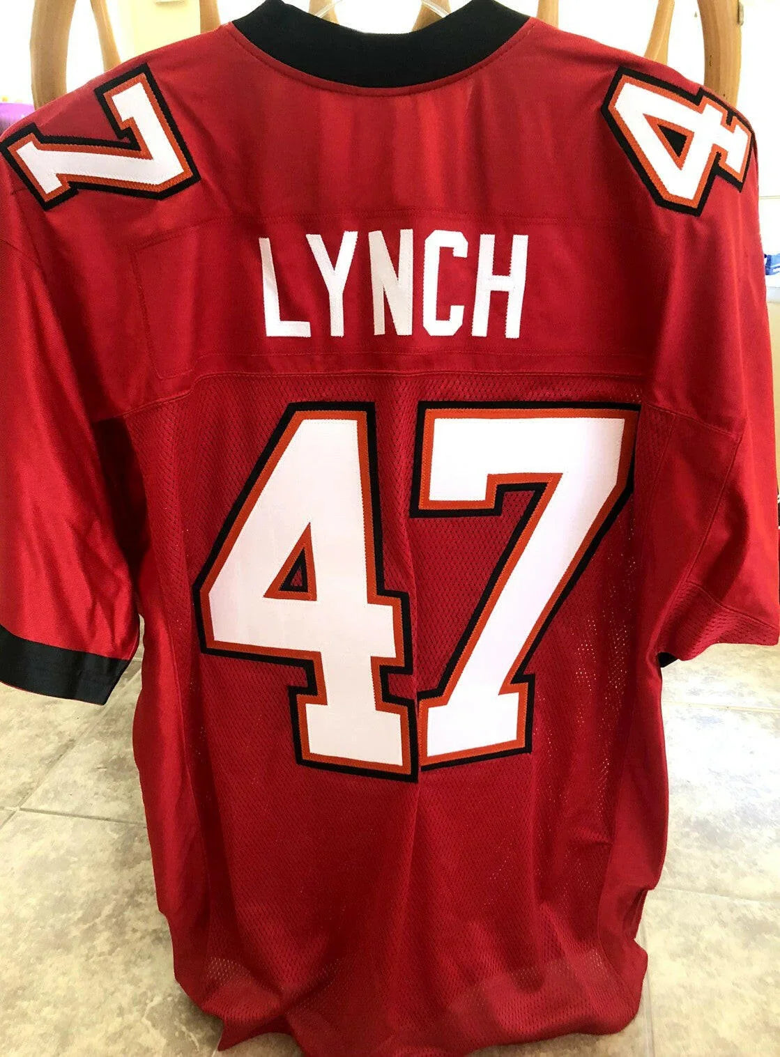 John Lynch Buccaneers Authentic Reebok Red Triple jersey New - AutographsForSale.com