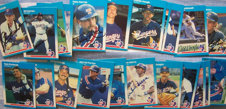 1987 Texas Rangers signed Fleer team card set Ruben Sierra RC Toby Harrah Charlie Hough - AutographsForSale.com