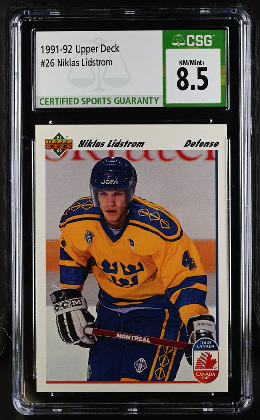 Nicklas Lidstrom Sweden 1991-92 Upper Deck RC 26 CSG 8.5 - AutographsForSale.com