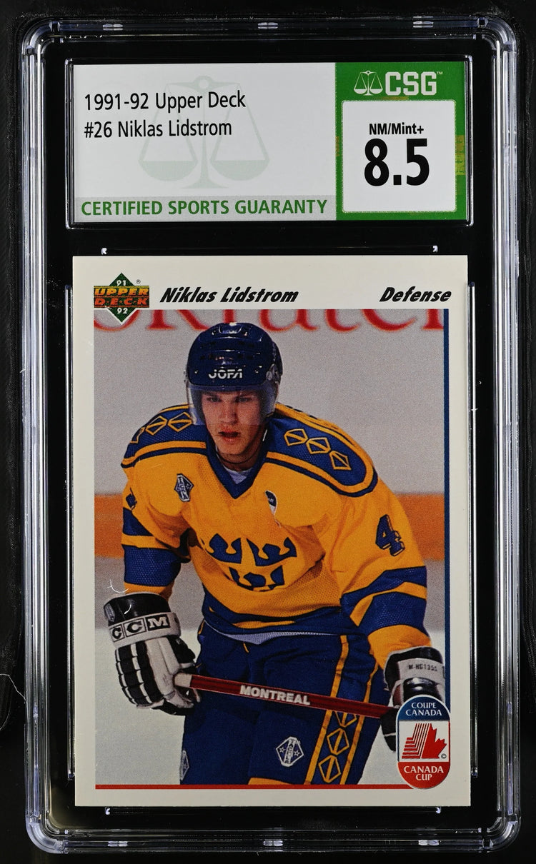 Nicklas Lidstrom Sweden 1991-92 Upper Deck RC 26 CSG 8.5 - AutographsForSale.com