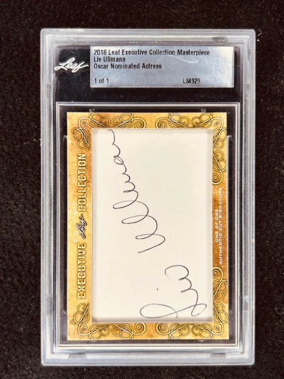 Liv Ullmann 2018 Leaf Masterpiece Cut Signature certified signed card 1/1 JSA - AutographsForSale.com