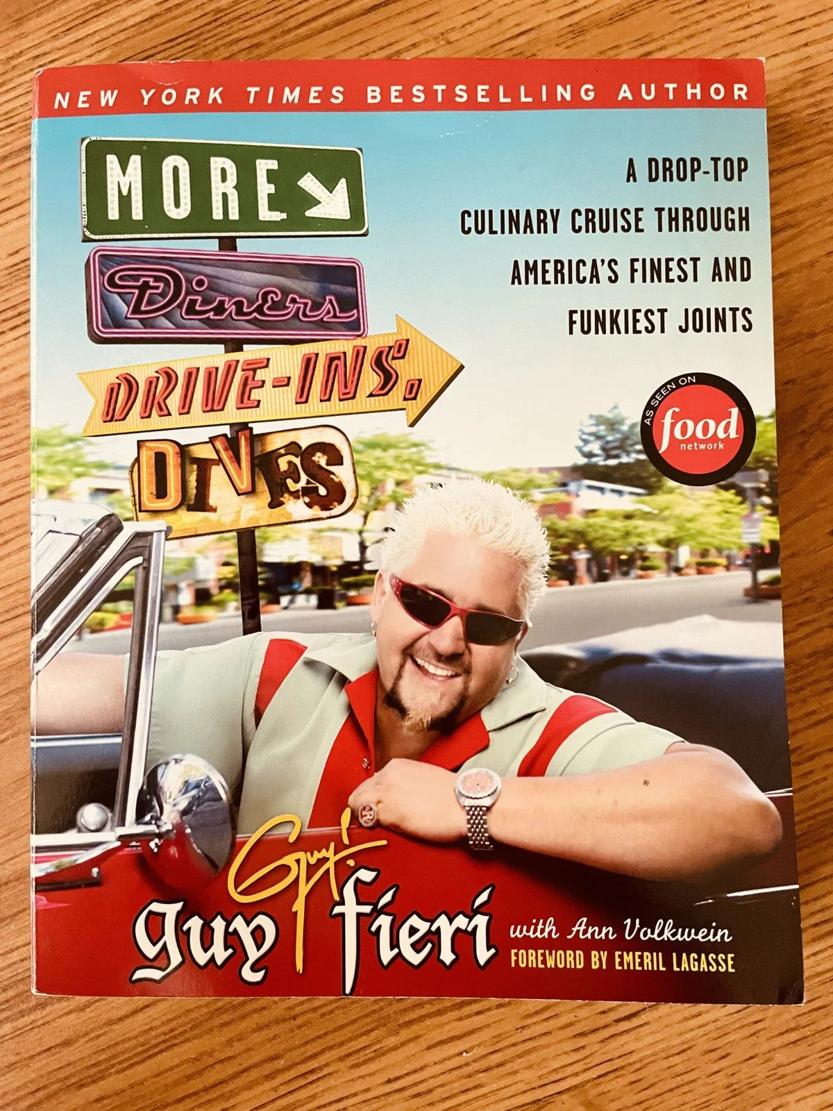 Guy Fieri signed More Diners Drive-Ins & Dives cookbook w/ Off Hook JSA - AutographsForSale.com