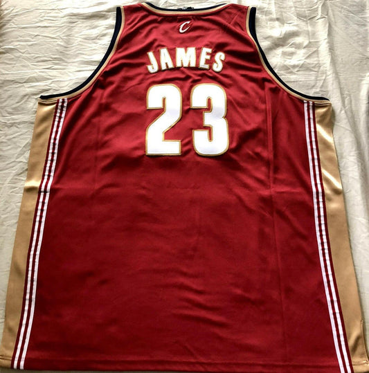 LeBron James Cleveland Cavaliers Adidas 2003-04 ROOKIE red game model jersey - AutographsForSale.com