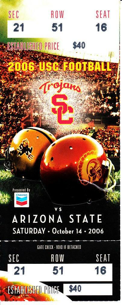 2006 USC vs Arizona State college football game ticket stub - AutographsForSale.com