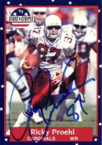 Ricky Proehl signed Phoenix Arizona Cardinals 1991 Fleer Stars & Stripes card - AutographsForSale.com