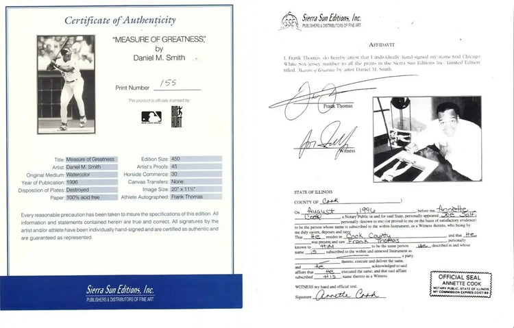 Frank Thomas autographed Chicago White Sox lithograph framed - AutographsForSale.com