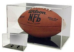 Football display case holder with black base and mirrored back - AutographsForSale.com