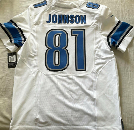 Calvin Johnson Detroit Lions 2012 Nike Elite game model white jersey NEW - AutographsForSale.com