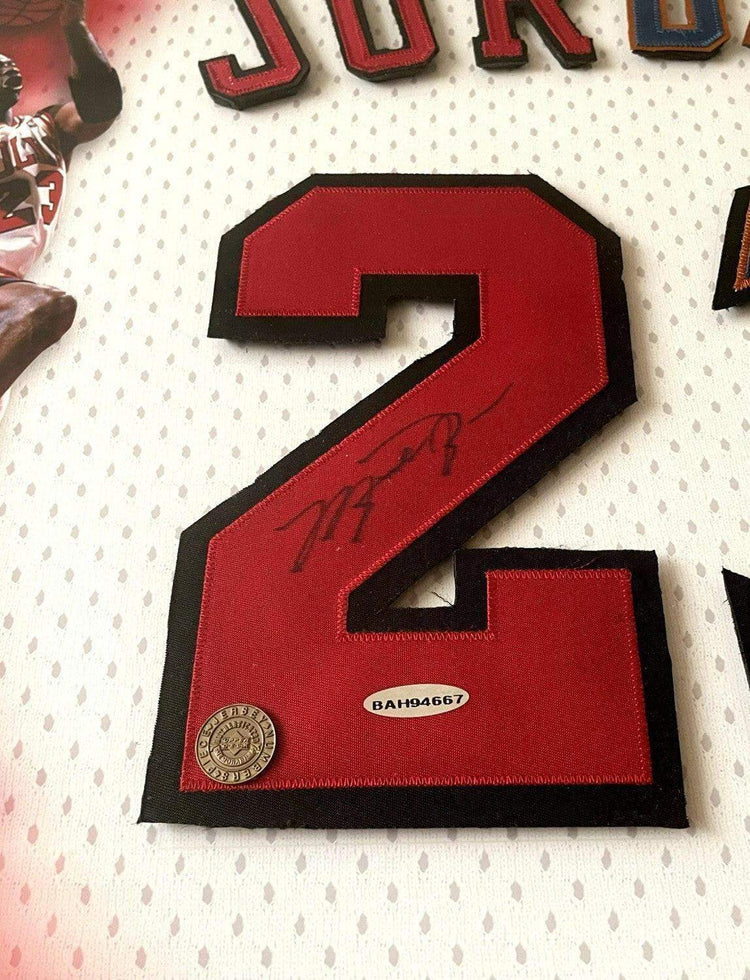 Michael Jordan autographed UDA Bulls jersey numbers custom framed - AutographsForSale.com