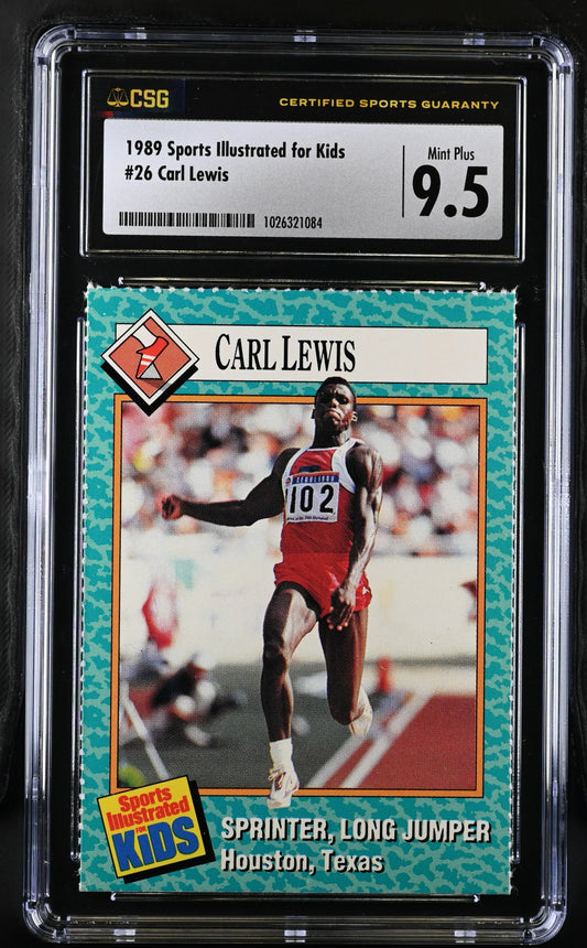 Carl Lewis 1989 SI for Kids card CSG grade 9.5 Mint+ - AutographsForSale.com