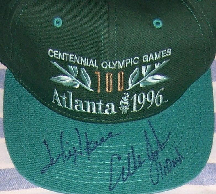 Jackie Joyner Kersee & Allen Johnson signed 1996 Atlanta Olympics Cap - AutographsForSale.com