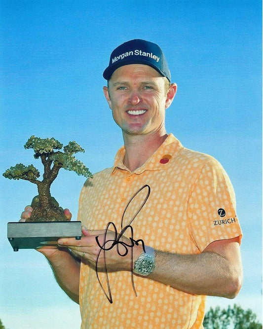 Justin Rose signed 2019 PGA Farmers Insurance Open 8x10 trophy photo - AutographsForSale.com