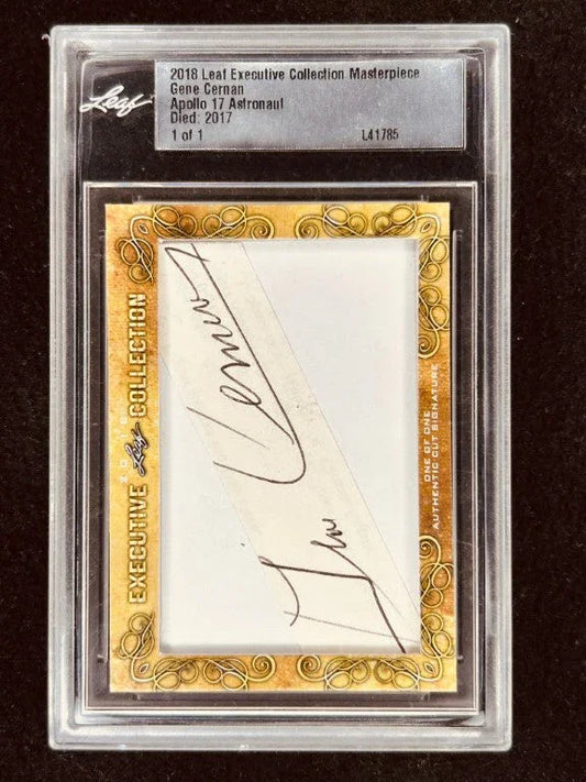 Eugene (Gene) Cernan 2018 Leaf Masterpiece Cut Signature certified autograph card 1/1 JSA Apollo 17 - AutographsForSale.com