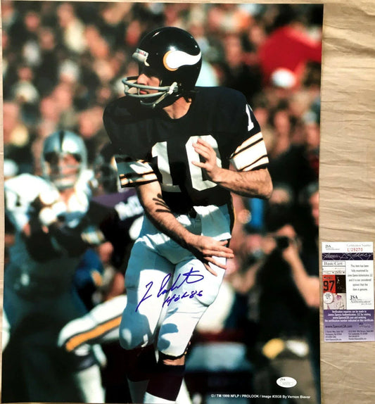 Fran Tarkenton signed Vikings 16x20 poster or photo w/ HOF 86 JSA - AutographsForSale.com