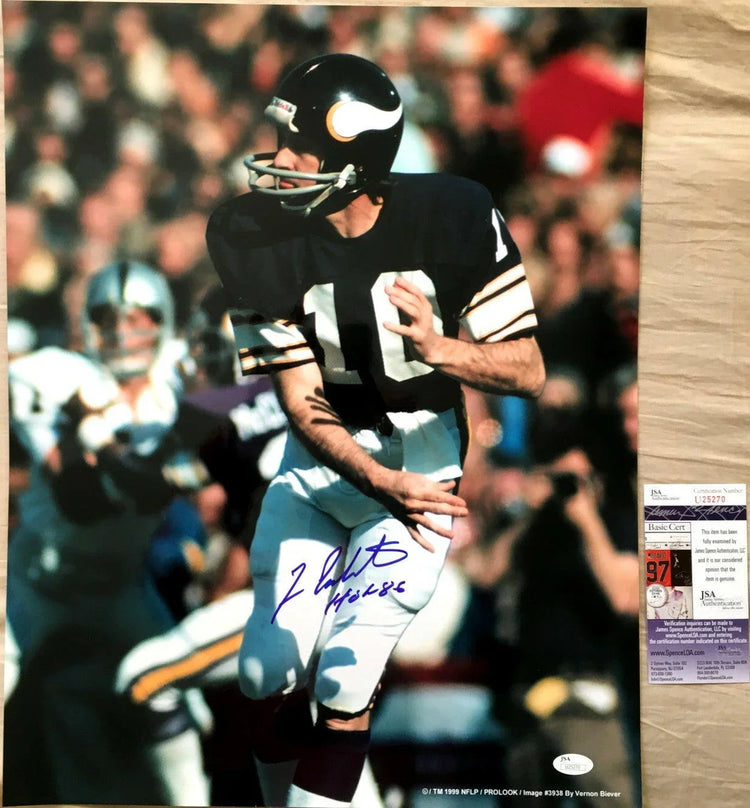 Fran Tarkenton signed Vikings 16x20 poster or photo w/ HOF 86 JSA - AutographsForSale.com