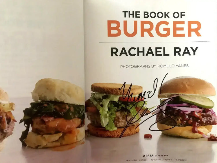 Rachael Ray signed book of Burger cookbook with Yum-o! JSA - AutographsForSale.com