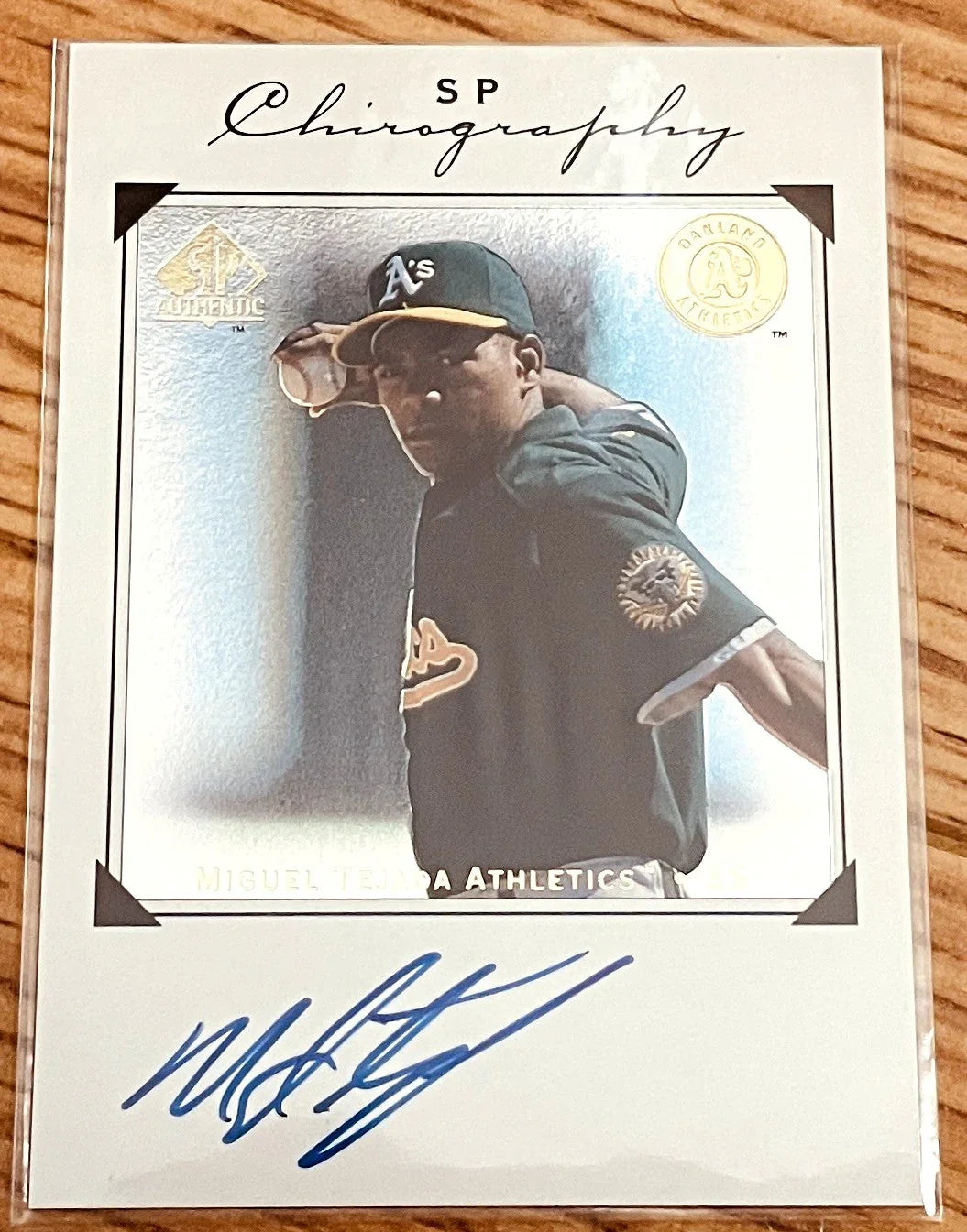 Miguel Tejada certified autograph Oakland A’s 1998 SP Chirography card - AutographsForSale.com