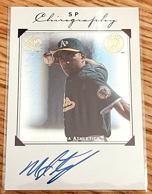 Miguel Tejada certified autograph Oakland A’s 1998 SP Chirography card - AutographsForSale.com