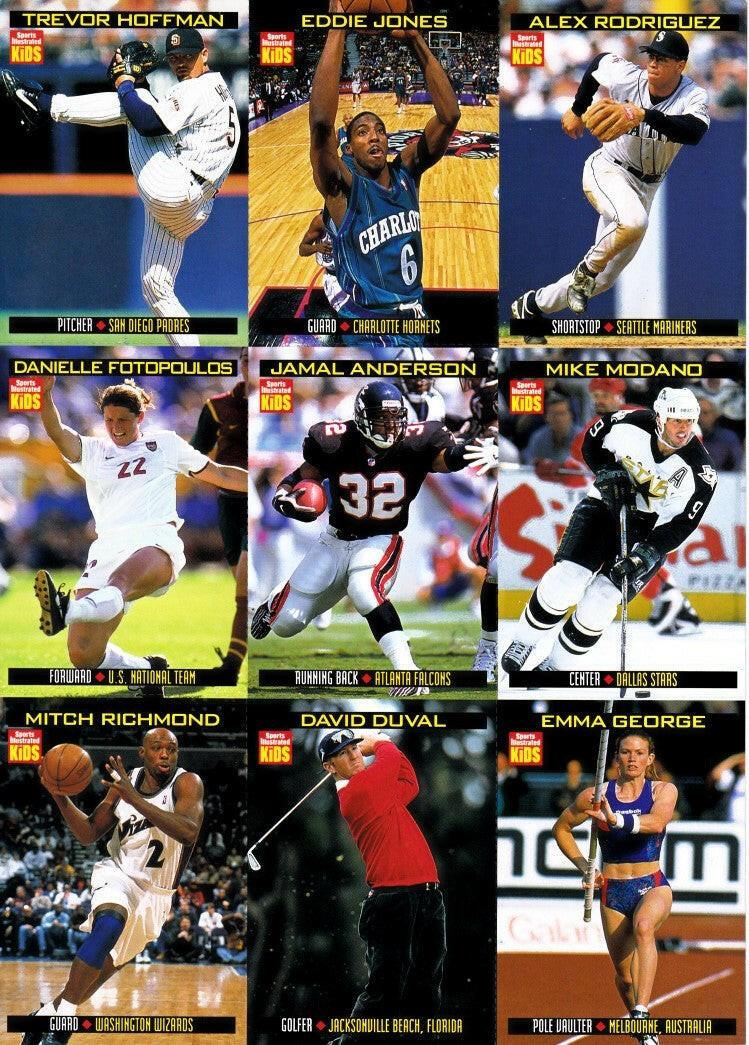 David Duval RC Trevor Hoffman Mike Modano Alex Rodriguez 1999 SI for Kids card sheet - AutographsForSale.com
