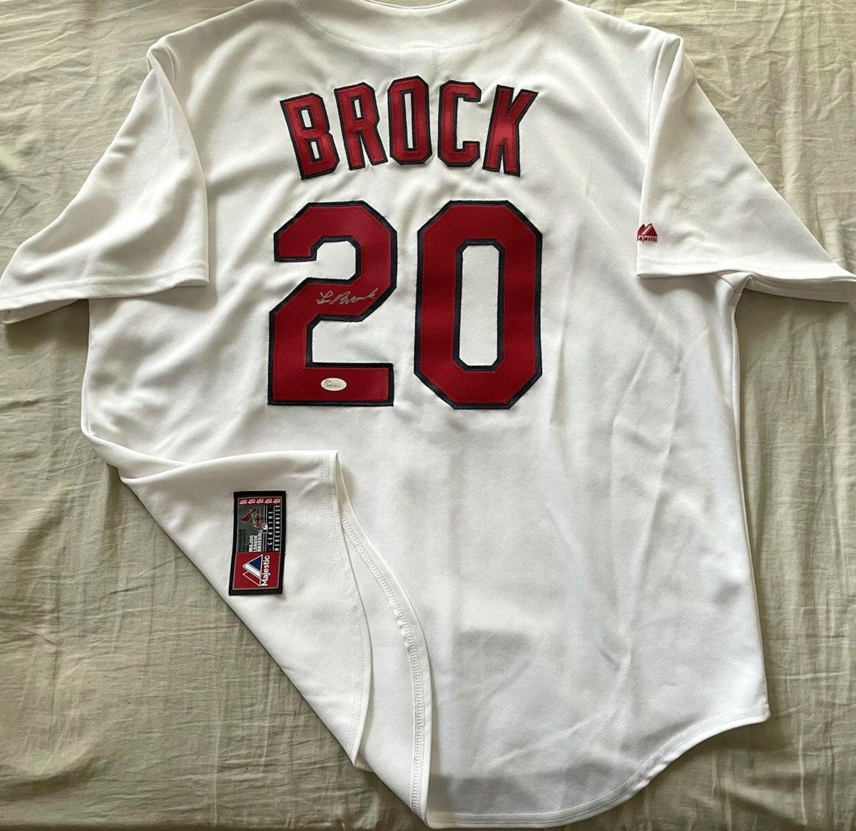 Lou Brock signed St Louis Cardinals Majestic jersey JSA - AutographsForSale.com