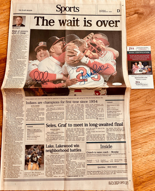 Sandy Alomar Jim Thome Omar Vizquel signed 1995 Indians newspaper JSA - AutographsForSale.com