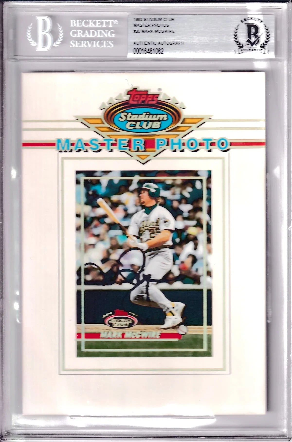 Mark McGwire autographed Oakland A’s 1993 Stadium Club Master Photo card BAS - AutographsForSale.com