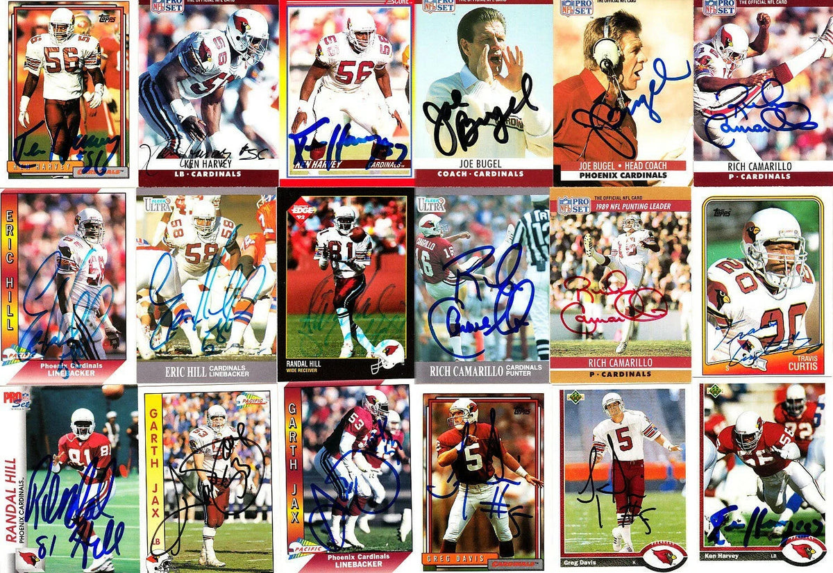 27 Arizona Cardinals autographed cards Rich Camarillo Ken Harvey Luis Sharpe - AutographsForSale.com