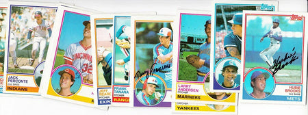 12 autographed 1983 Topps baseball cards Hubie Brooks Terry Francona Rich Gedman Jeff Reardon Frank Tanana - AutographsForSale.com
