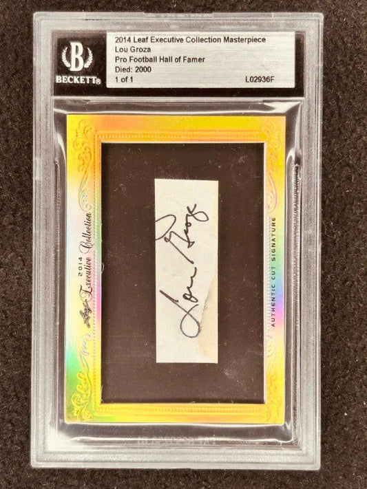 Lou Groza 2014 Leaf Masterpiece Cut Signature certified autograph card 1/1 JSA Cleveland Browns - AutographsForSale.com