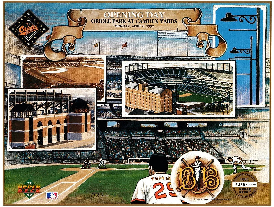 Orioles Camden Yards Opening Day 1992 Upper Deck card sheet - AutographsForSale.com